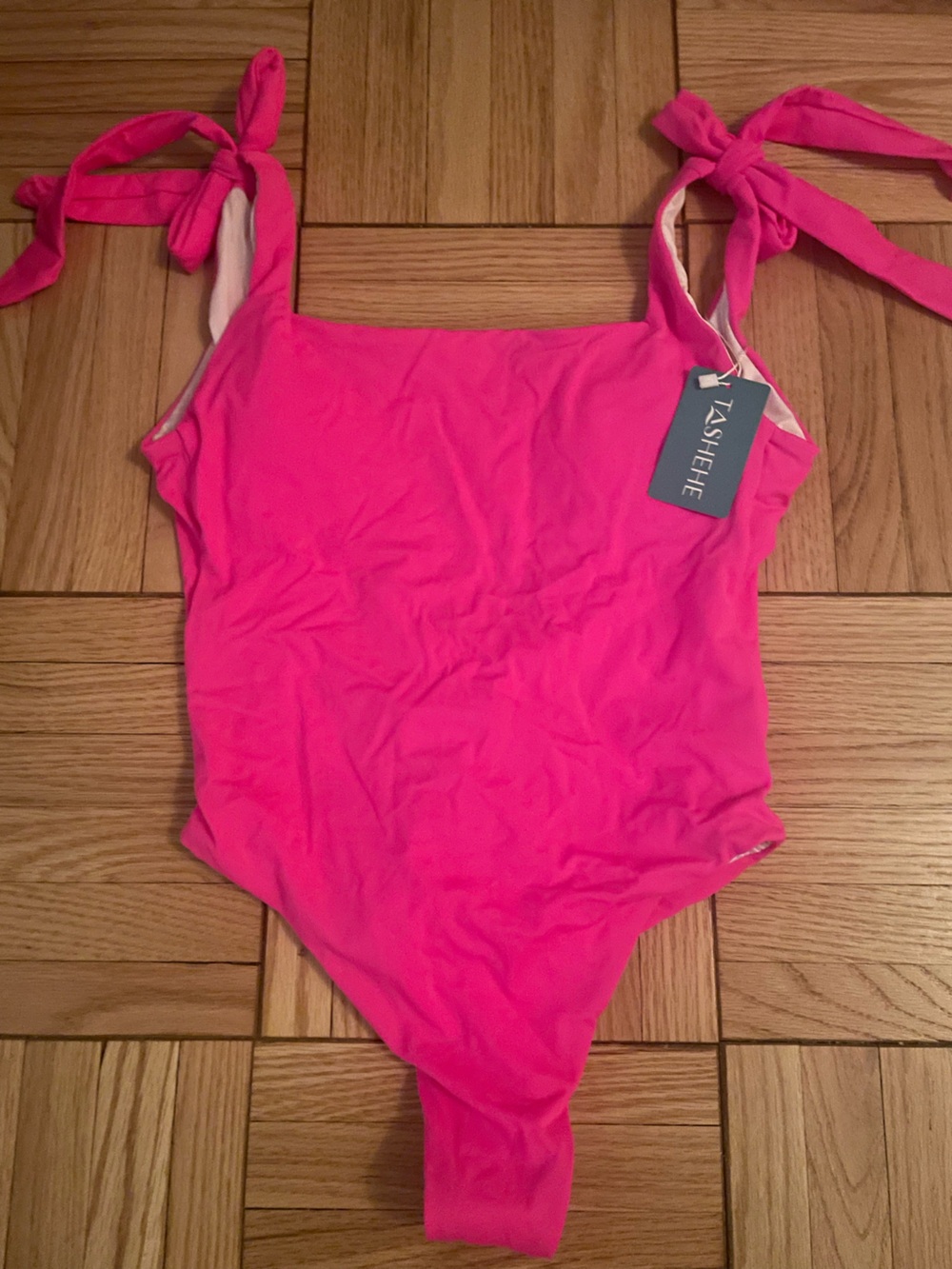 Neon Pink Tie-Shoulder One-Piece Swimsuit
